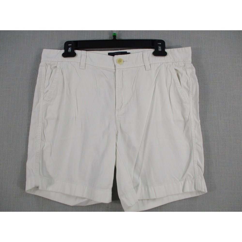 J.Crew Womens White Chino Shorts Size 8 Cotton Twill Casual Summer Classic